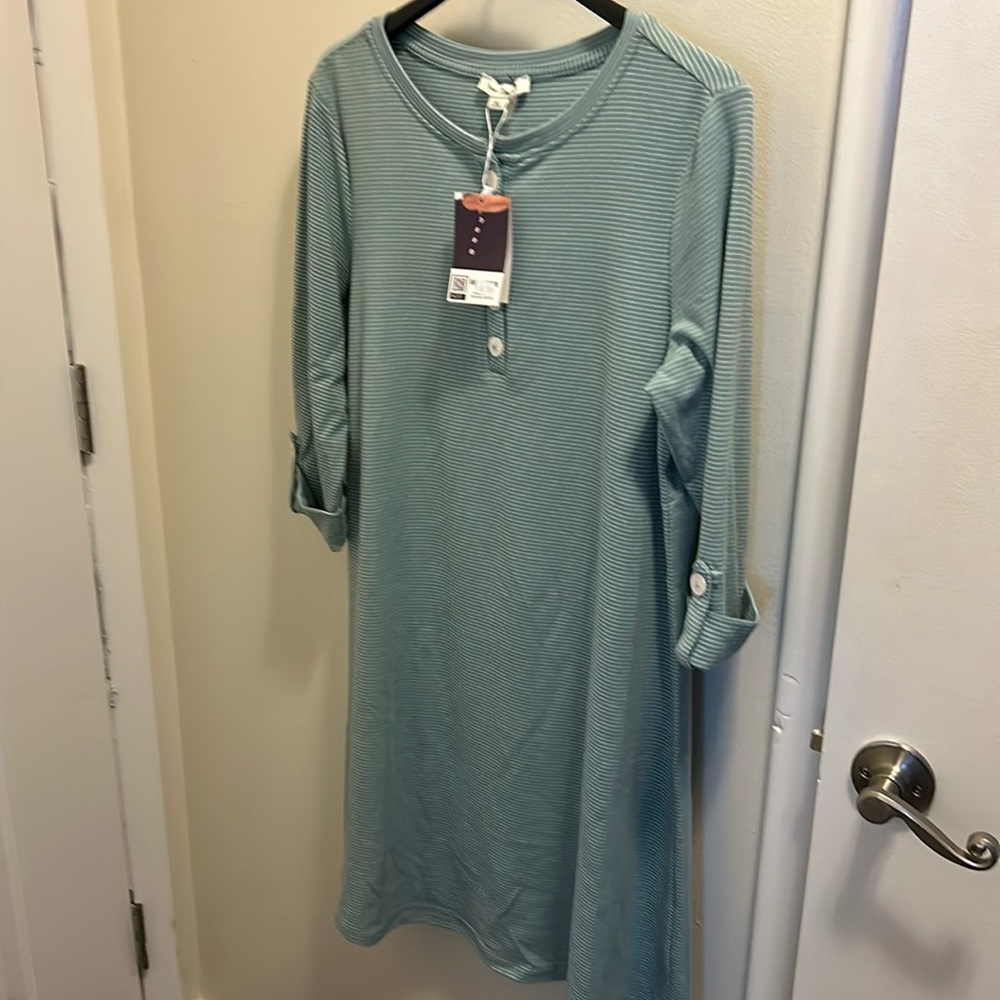 Simply Noelle mint green with white stripe dress NWT